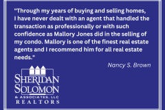 "With his ability, knowledge, and advice, Mallory Jones is by far the BEST professional real estate agent in the Middle Georgia area and beyond." Perry Rogers - 8