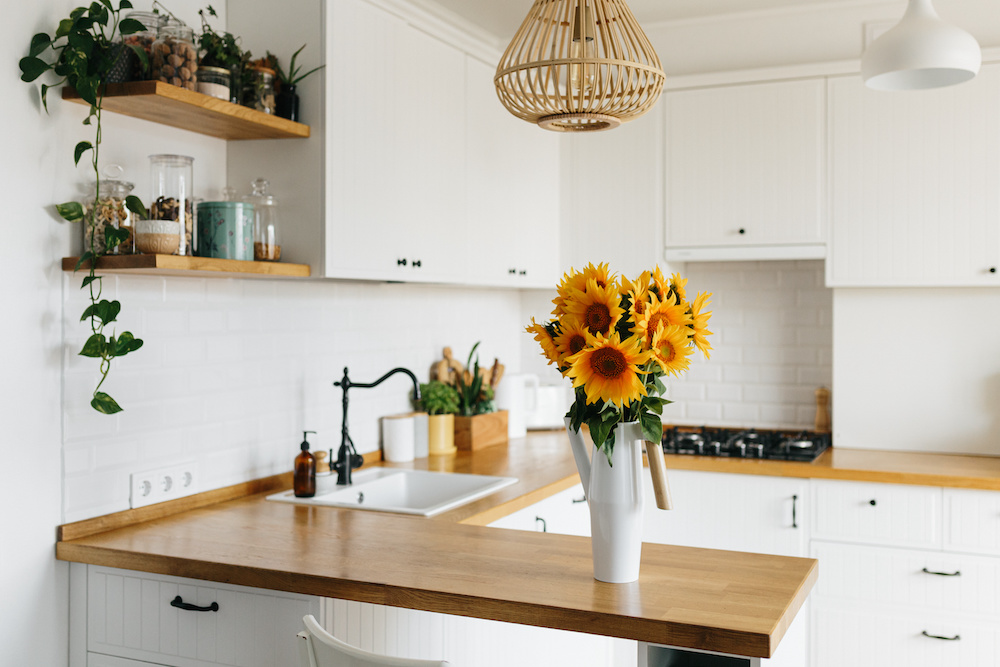 Summer flowers on a counter